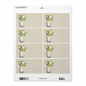 Rustic Burlap Mason Jar Hydrangeas Etiket (Full Sheet)