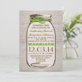 Rustic Burlap Mason Jar Wedding Kaart (Staand voorkant)
