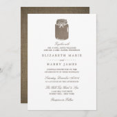 Rustic Burlap Mason Jar Wedding Kaart (Voorkant / Achterkant)