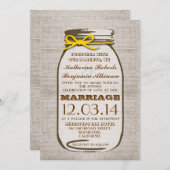 Rustic Burlap Mason Jar Wedding Kaart (Voorkant / Achterkant)