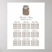 Rustic Burlap Mason Jar Wedding Seding Chart Poster (Voorkant)