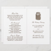 Rustic Burlap Mason Jar Wedding Wedding Programme (Devant / Derrière)