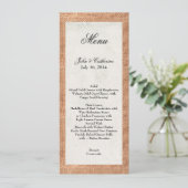 Rustic Burlap Menu de mariage personnalisé (Debout devant)