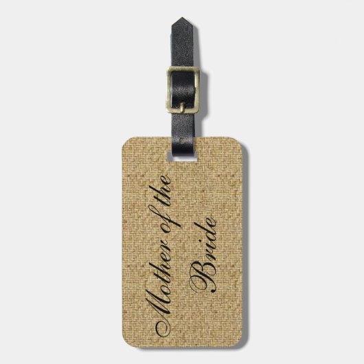 Rustic Burlap Moeder van het Bruid Bagagelabel (Voorkant verticaal)