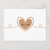 Rustic Burlap Monogram Heart RSVP-Briefkaart Briefkaart (Voorkant)