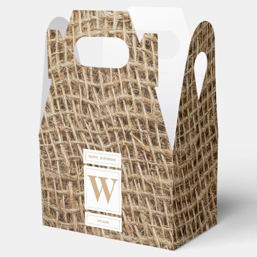Rustic Burlap Monogram Initiaal Bedankdoosjes (Geopend)