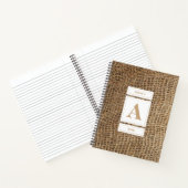 Rustic Burlap Monogram Initiaal Notitieboek (Binnen)