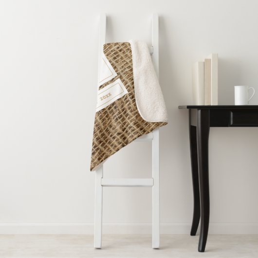 Rustic Burlap Monogram Initiaal Sherpa Deken (In situ)