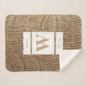 Rustic Burlap Monogram Initiaal Sherpa Deken (Voorkant (horizontaal))