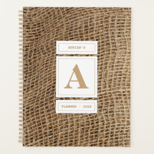 Rustic Burlap Monogramme Manuel de nomination init