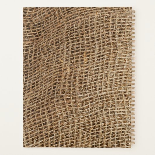 Rustic Burlap Monogramme Manuel de nomination init (Dos)