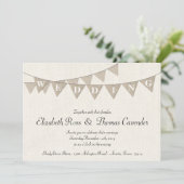 Rustic Burlap Pennant Wedding Invitation Kaart (Staand voorkant)
