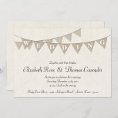 Rustic Burlap Pennant Wedding Invitation Kaart (Voorkant / Achterkant)