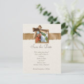 Rustic Burlap Photo Save the Date Kaart (Staand voorkant)