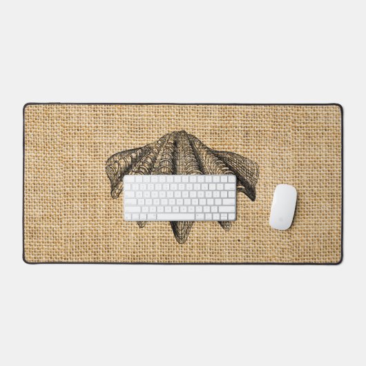 Rustic Burlap Photo Seashing Design (Clavier et souris)