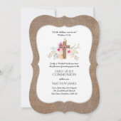 Rustic Burlap Première communion Invitations Flora (Devant)