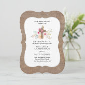 Rustic Burlap Première communion Invitations Flora (Debout devant)