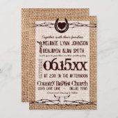 Rustic Burlap Print Barbed Wire Weddenschap Kaart (Voorkant / Achterkant)