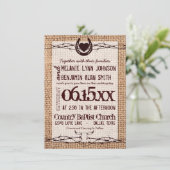 Rustic Burlap Print Barbed Wire Weddenschap Kaart (Staand voorkant)