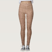 Rustic Burlap Print Patroon Leggings (Voorkant)