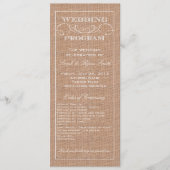Rustic Burlap Print Wedding Program Programma (Voorkant)