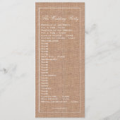 Rustic Burlap Print Wedding Program Programma (Achterkant)