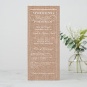 Rustic Burlap Print Wedding Program Programma (Staand voorkant)