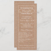 Rustic Burlap Print Wedding Program Programma (Voorkant / Achterkant)