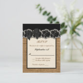 Rustic Burlap, PRINTED Lace, Bow Wedding RSVP-kaar RSVP Kaartje (Staand voorkant)