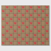 Rustic Burlap Red Monogram pakpapier (Vlak)