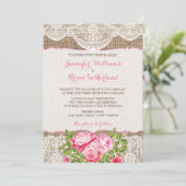 Rustic Burlap Rozen Peony Kaart (Staand voorkant)