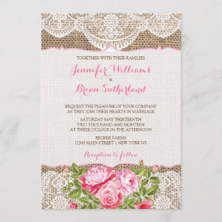 Rustic Burlap Rozen Peony Kaart
