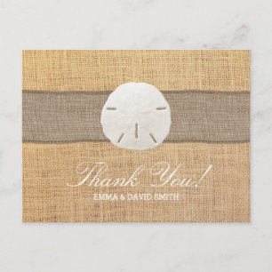 Rustic Burlap Sand Dollar bedankt Briefkaart