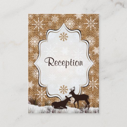 Rustic Burlap, Snowflakes & Deer Enclosure Kaart (Voorkant)