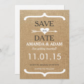 Rustic Burlap Sparen het Briefkaart van de Datum (Voorkant / Achterkant)