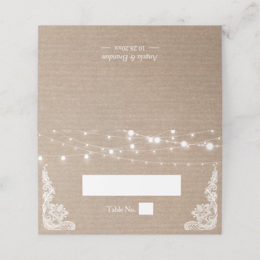 Rustic Burlap String Lights Lace Wedding (Buitenkant ongevouwen)