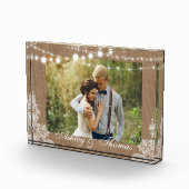 Rustic Burlap String Lights Lace Wedding Fotoblokken (Rechts)