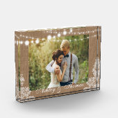 Rustic Burlap String Lights Lace Wedding Fotoblokken (Links)