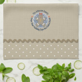 Rustic Burlap Style Gingerbrood Monogramed Theedoek (Gevouwen)