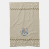 Rustic Burlap Style Gingerbrood Monogramed Theedoek (Verticaal)