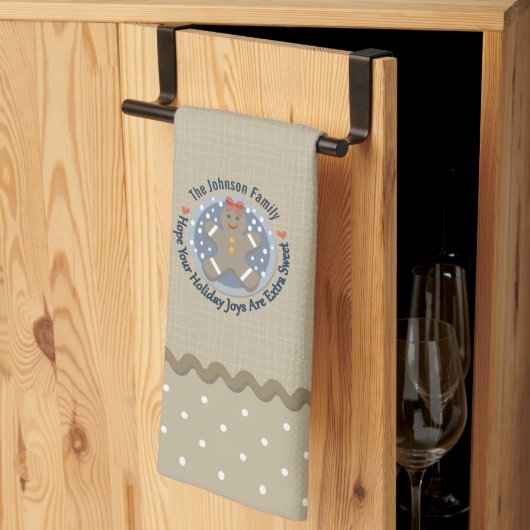 Rustic Burlap Style Gingerbrood Monogramed Theedoek (Derde Gevouwen)