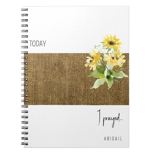 Rustic Burlap Sunflower Custom Prayer Journal Notitieboek (Voorkant)