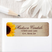 Rustic Burlap Sunflower Return Address Labels (Insitu)