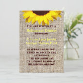 Rustic Burlap Sunflower Wedding-diner Kaart (Staand voorkant)