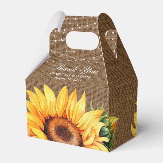 Rustic Burlap Sunflower Wedding Favor Box Bedankdoosjes (Achterkant)