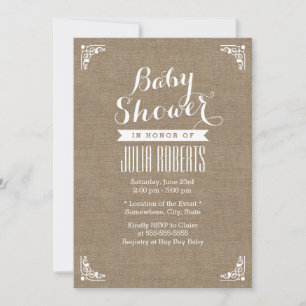Rustic Burlap Texture Baby Shower Invitations Kaart