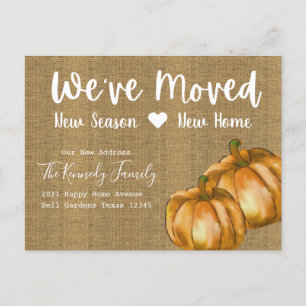 Rustic Burlap Waterverf Pumpkin Herfst Moving Aankondigingskaart