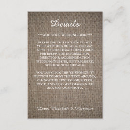 Rustic Burlap Wedding Detail Informatiekaartje