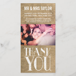 Rustic Burlap Wedding Hartelijk dank Bedankkaart