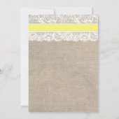 Rustic Burlap Wedding Invitation Yellow Kaart (Achterkant)